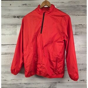 Nike Golf Jacket Mens L Red Long Sleeve Rain 1/4 Zip Lightweight Pullover